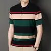Camiseta Nueva de Verano 2024 Polo Ligero de Negocios Camisa Polo Rayada para Hombre de Alta Calidad Moda Casual Solapa