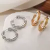 Aogu Pendientes de Aro Retorcido Chapados en Oro de 18 Quilates, Europeos y Americanos de Moda, Simples y Únicos, Pendientes Versátiles Retro de Nicho para Mujer