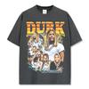 Camiseta de manga corta lavada con estampado de Lil Durk, estilo americano transfronterizo, cuello redondo y manga larga con capucha para hombre