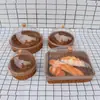 Canasta de Frutas para Pasteles, Snacks y Pan con Tapa Cesta de Almacenamiento de Mimbre Sintético Plato de Servir para Buffet Cubierta Transparente para Conservar Fresco a Prueba de Polvo