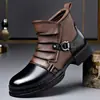 Novedad de Otoño Botas Martin Estilo Británico Botines Vintage Cremallera Lateral Forro de Lana Cálidos Botas Chelsea Botas Moteras Hombre