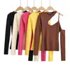 Blusa de Tricô Ins Transfronteiriça Europeia e Americana 2026 Nova Moda Estilosa Amazon Atacado Feminino Gola Redonda Gola Halter Ombro a Ombro