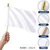 White Blank Hand-Held Flag Made of Polyester Pongee with Wooden Pole, Suitable for Heat Transfer Printing, Advertising Flag, National Flag, Car Flag