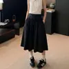 Saia de balé branca para mulheres, estilo fino de verão, relaxada e elegante, com um design de barra grande e fofo, saia midi evasê
