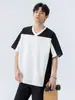 Moderna Nueva Camiseta Casual de Verano de Manga Corta en Bloques de Color de 250g Versátil Holgada para Hombres y Mujeres Parejas