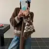 Suéter Chal de Bloques de Color Estilo Coreano Conjunto de Dos Piezas para Mujer Otoño Invierno Nuevo Tallas Grandes Moda Rejuvenecedor Temperamento Adelgazante Tejido