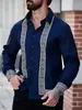 2025 Nova Moda Casual Versátil Elegante de Alta Qualidade Camisas Masculinas de Manga Longa com Estampa 3D para Exportação Europeia e Americana