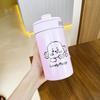 Garrafa Térmica Fofa para Meninas Desenho Animado Alto Valor Dupla Bebida Ventosa Portátil Fresca e Fofa Nova Copo de Água de Aço Inoxidável
