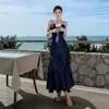 Hermosos Atuendos de Playa Estilo Francés en Sanya, Vestidos de Vacaciones con Tirantes, Vestidos tipo Pastel de Viaje, Vestidos de Playa con Volantes, Vestidos de Hada
