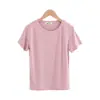 Camiseta versátil base para casa para mulheres slim fit verão roupa íntima gola redonda fina solta modal algodão