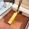 O Mesmo Estilo do da Loja Dourada, Cravejado de Diamantes, Efeito Gelo Brilhante, Pingente de Pequena Barra de Ouro Atrai-Riqueza, Colar Versátil de Pequena Barra de Ouro com Efeito Gelo