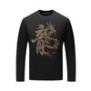 Camiseta de manga comprida masculina dragão voador tendência hot drilling plus size meia-idade modal top roupas outono camisa masculina de fundo