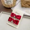 Pinza para el pelo con lazo rojo de terciopelo de conejo, Accesorios para el pelo de niña, Pinza BB geométrica de alta gama, Pasador, Accesorios para la cabeza