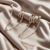 Latão banho de ouro real Europa e Estados Unidos transfronteiriço moda quente corrente de ear clip de três camadas brincos femininos de peça única