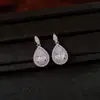 Pendientes y Collar de Zirconia Estilo Palacio Gota de Agua, Cadena para Clavícula de Lujo Ligero Nicho, Set de Joyería Exquisita de Gama Alta Personalizado