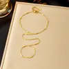 Pulsera de Muñeca con Cadena de Acero Inoxidable Simple Chapada en Oro Versátil de Moda Nicho Estilo Coreano para Uso Diario