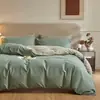 Juego de Cama de Cuatro Piezas de Algodón Puro de Lujo Ligero de Gama Alta Funda Nórdica de Algodón Puro Simple Forro Polar Cepillado Espeso Sábana Bajera Sábana Plana Ropa de Cama Cálida para Dormitorio