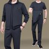 Traje Deportivo para Hombres de Mediana Edad y Ancianos Nuevo Ropa Deportiva de Primavera y Otoño Ropa de Papá Conjunto Casual Suelto de Tres Piezas para Hombres de Mediana Edad