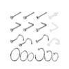 Acero Inoxidable Varilla Doblada Piercing Nariz de Vidrio Moda Anillo Nariz Bola Mini Forma C Diamante Perforado Varilla L Joyería Corporal para Nariz