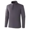 Fleece leve dupla face com meio zíper, sem costura, masculino, manga longa, para esportes ao ar livre, elástico, quente, nylon-spandex, confortável, fleece, manga longa