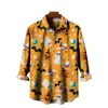 Novedad Primavera y Otoño Serie de Halloween Impresa en 3D Camisas de Manga Larga de Moda para Hombre Estilo Hawaiano Más Vendidas en Europa y América
