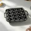 Fornecimento de Fábrica Panela de Ferro Fundido para Takoyaki Doméstica Antiaderente Sem Revestimento Assadeira Molde para Ovos de Codorna Bandeja de Assar Almôndegas