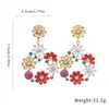 Brincos Pingente Flor Cravejados com Diamantes Agulha de Prata, Luxo Leve, Brincos de Design de Nicho de Alta Qualidade, Simples, Modernos e Versáteis