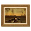 Pintura al Óleo Estilo Jardín de Olivos Campo de Van Gogh con Marco Dorado Vintage Sala de Estar Entrada Arte de Pared con Marco Pintura Decorativa Decoración de Pared para Casa de Huéspedes