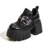 Mocassins de Solado Grosso para Mulheres, Estilo Britânico, Novo Modelo Primavera 2026, Sapatos Plataforma Versáteis com Aumento Oculto de Altura, Sapatos de Couro Slip-On