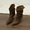 2026 Botines Nuevos Estilo Coreano Hebilla Retro Tacón Alto Punta Cuadrada Sin Cordones Botas de Tacón Apilado Botas de Media Caña con Tacón Fino para el Viaje Diario de Mujer