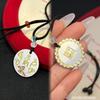 Colar de Prata de Lei S999 Feminino Paz e Alegria Rastreamento Ouro Pingente Redondo Moda Combina com Tudo Corrente de Lã Pingente Gesto Elegante