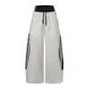 Calça longa de perna larga única com cintura dupla para homens, calça de moletom de cintura alta moderna com patchwork de três listras e design de cor contrastante, calça casual