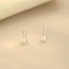 Pendientes de Perla Shijia Simples de Plata S999 para Mujer, Lujo Ligero, Elegantes Franceses, Pendientes de Alta Calidad Multitamaño para el Cabello