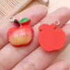 10 Frutas Resina Simulada Coração Maçã Vermelha Caroço de Maçã Pingente Pulseira Brincos Colar Acessórios de Joia DIY