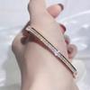 Pulseira de aço titânio galvanoplastia a vácuo pulseira de aço inoxidável que não desbota nicho versátil luxo leve alta qualidade pulseira totalmente cravejada