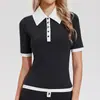 2026 Nova Camisa Polo Esportiva de Manga Curta com Gola, Camiseta Casual Esportiva de Manga Média para Yoga Fitness