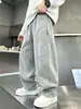 Pantalones para niño de corte holgado y pierna curva, pants deportivos de primavera y otoño, pantalones largos casuales de pierna ancha para niños mayores, modernos en gris y negro, estilo otoño