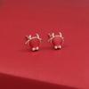 Pendientes Rojos Mavericks de Aguja de Plata 925 Este Año de Vida Estilo Chino Xiaozhong Baita Nuevos Pendientes Pequeños y Exquisitos Simples