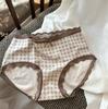 Ropa interior para mujer con estampado de leopardo 7A Antibacteriana Cómoda Transpirable Algodón Cepillado para Mujer Otoño e Invierno Cintura Media Sexy que Cubre la Cadera Bragas para Mujer