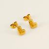Moda Europea y Americana Sencillos y Elegantes Pendientes de Acero de Titanio Acero Inoxidable Chapado en Oro de 18K Pendientes Mini de Letras de Burbuja para Mujer