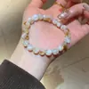 Pulsera de Cristal con Borla de Amatista Natural y Perlas Pulsera de Lujo Ligero de Gama Alta Nueva Moda China Joyería para Mujer