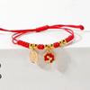 Joyería de Cerámica Jingdezhen Conejito Lindo Pulsera de Conejo Pulsera de Cuerda Roja Regalo para Estudiante Mujer Año Zodiaco Fuente