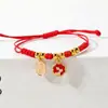 Cuerda de Mano para Joyería Cuerda Roja Este Año Tejido Hecho a Mano Estilo Nacional Estilo Nacional Conejo Zodiaco Pulsera Femenina Fuente en Vivo