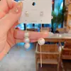 Pendientes Largos Asimétricos Estilo Coreano Diseño de Nicho Pendientes con Borla de Perlas Pendientes de Botón Versátiles de Moda