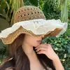Novo Chapéu de Verão Estilo Japonês Doce para Mulheres, Vazado, Aba Larga, Proteção Solar para Viagem, Férias, Praia, Litoral