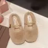 Baotou Estilo Suave Nuevas Pantuflas Perezosas 2026, Cómodas para Exteriores, Cálidas Pantuflas Peludas de Otoño con Tacón Bajo
