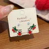 Set de Aretes de Postre de Manzana Cereza Roja Otoño e Invierno para Mujer con Aguja de Plata Exquisitos Dulces Divertidos Frutales Venta al por Mayor