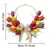 2026 Nueva Corona de Primavera Decoración de Puerta de Pascua Corona de Cuentas de Madera Tulipán Simulado Corona Festiva Decoración del Hogar