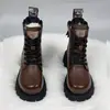 Botas Martin de suela gruesa, que aumentan la altura, estilo británico para mujer, nueva colección de invierno 2026, forradas de polar y engrosadas para abrigar, botas de plataforma de algodón impermeables