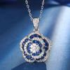 Outono e inverno novo estilo Zhuang Sheng jóias cobre fundo banhado a ouro simulação azul pontiagudo cristal rosa temperamento luz luxo terno feminino